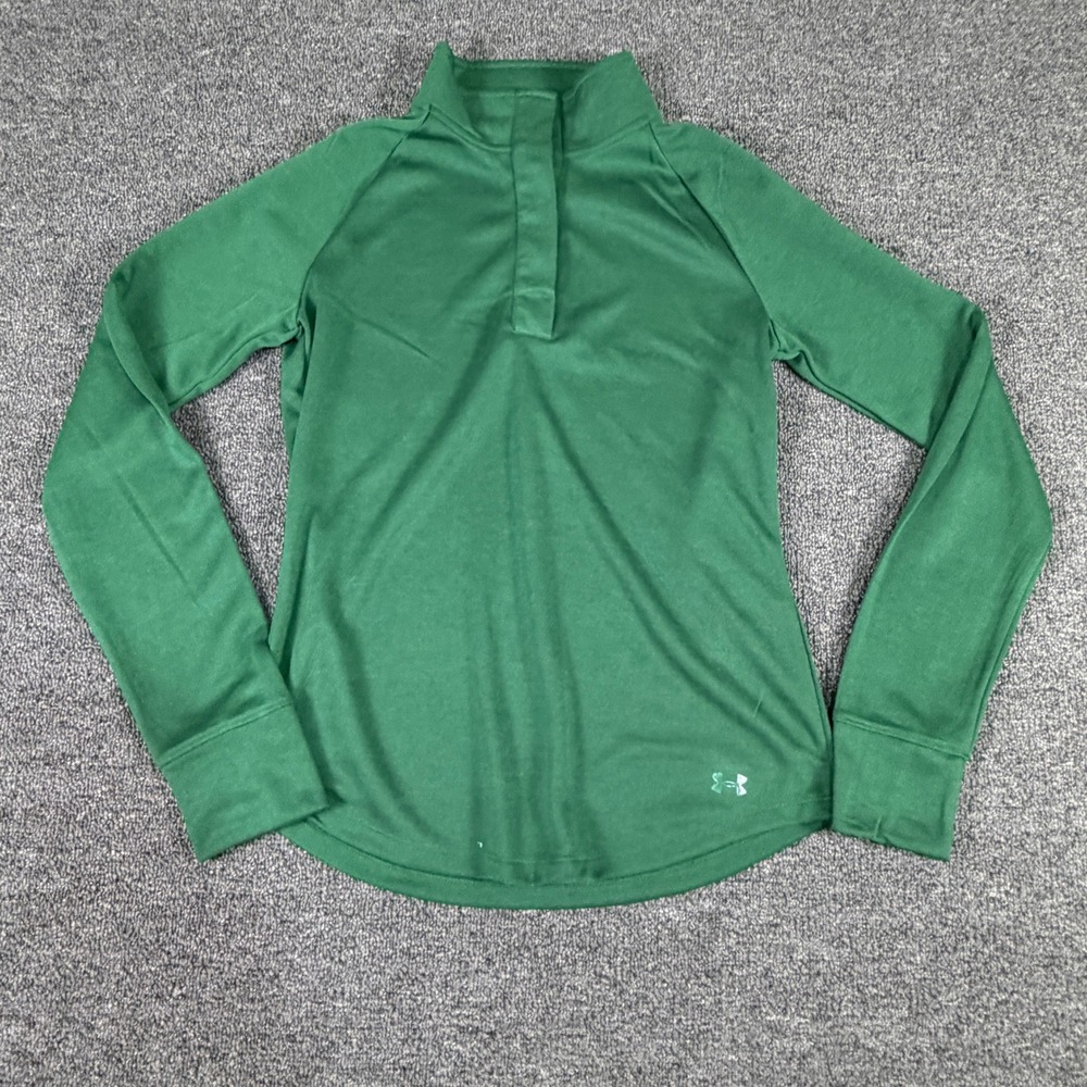 Under Armour Pullover Womens Small Loose Mock Neck Green Snap Placket NEW